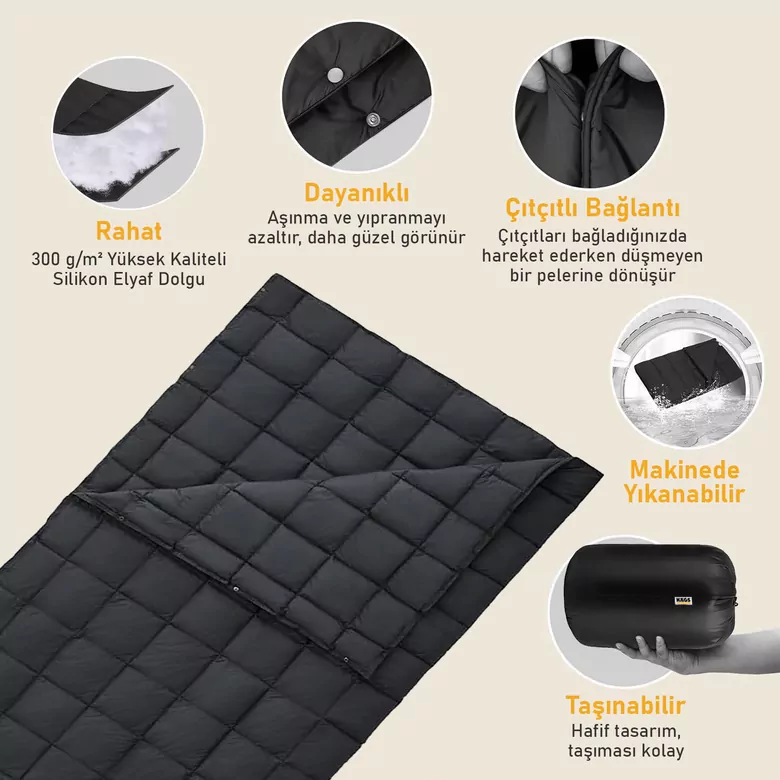Haegs Kamp Battaniyesi - Dış Mekan Hafif Kompakt Seyahat Yorganı Kamp Yürüyüş Outdoor Şal, Battaniye 200-150 cm Turuncu