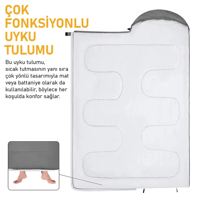 Haegs Uyku Tulumu, Battaniye, Kamp Uyku Tulumu, Outdoor Dış Mekan Çadır Karavan, 3 - 4 Mevsim, Yazlık Uyku Tulumu - Kış Uyku Tulumu, Ultra Hafif, Sıcak ve Kompakt - Antrasit