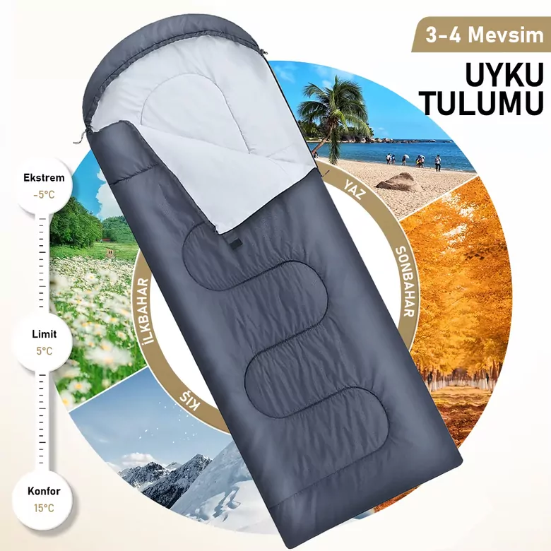 Haegs Uyku Tulumu, Battaniye, Kamp Uyku Tulumu, Outdoor Dış Mekan Çadır Karavan, 3 - 4 Mevsim, Yazlık Uyku Tulumu - Kış Uyku Tulumu, Ultra Hafif, Sıcak ve Kompakt - Antrasit