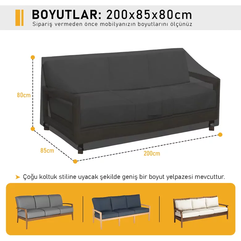 Haegs Çift Kişilik Bahçe Koltuk Örtüsü, Koruma Kılıfı, Su Geçirmez Açık Hava Bahçe Mobilya Kılıfları, Dış Mekan Sandalye Kılıfı Örtü Branda, Ağır Hizmet Tipi, 200-85-80cm - Siyah