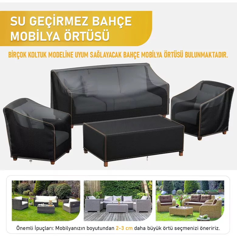 Haegs Tek Kişilik Bahçe Koltuk Örtüsü, Koruma Kılıfı, Su Geçirmez Açık Hava Bahçe Mobilya Kılıfları, Dış Mekan Sandalye Kılıfı Örtü Branda, Ağır Hizmet Tipi, 100-80-75cm - Siyah