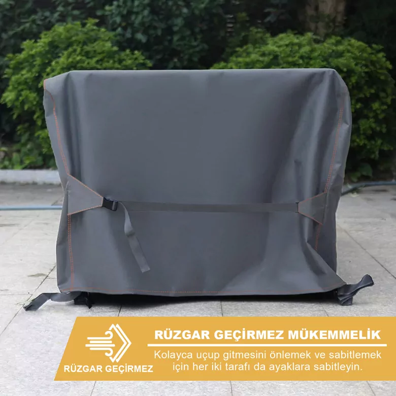 Haegs Bahçe Mobilyası Örtüsü, 180-120-74cm, Ağır Hizmet Oxford Kumaş, Su Geçirmez, Dış Mekan Veranda Masa Örtüsü, Havalandırmalı Masa ve Sandalye Koruma Kılıfı - Gri