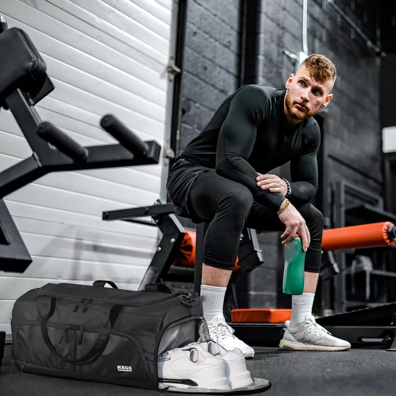 HAEGS Spor Çantası, 10 Cepli, Ayakkabı bölmeli, Su Geçirmez Islak Eşya Keseli, Organizer Tasarımlı Dayanıklı Bay Bayan Seyahat Çantası, Gym, Fitness Çantası, Medium - Gri
