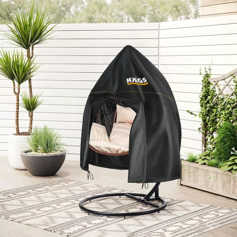 HAEGS Bahçe Salıncağı Örtüsü, Rattan Salıncak Koltuk Koruma Kılıfı Brandası, Hamak Sandalye Dış Mekan Su Geçirmez Mobilyası Koruyucu Örtü - Çift Kişilik, 230 x 200cm