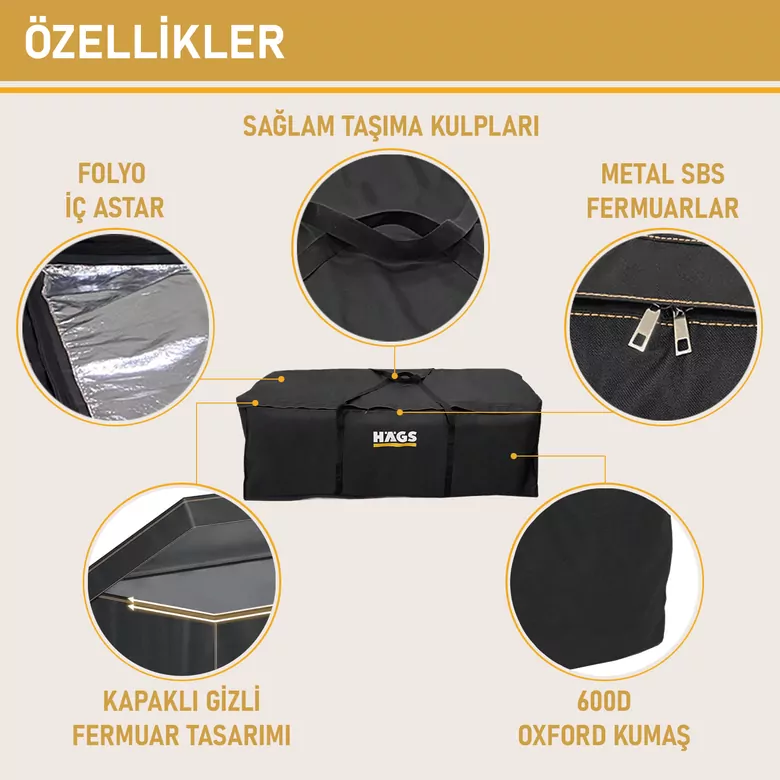 HAEGS Bahçe Mobilya Yastığı, Minderi Saklama Çantası Hurç, Yatak, Yorgan, Yastık Organizer, Düzenleyici, Depolama Hurcu, Çantası, Extra Büyük Battal Boy - 725 Lt Siyah