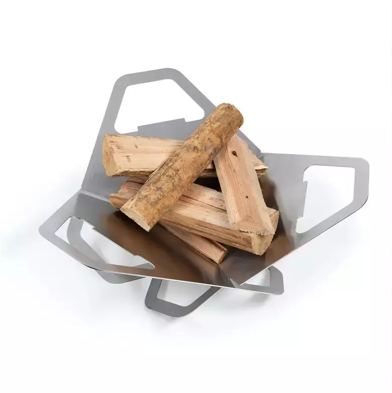 Haegs Fire Pit Portatif Ateş Çukuru Paslanmaz Çelik Krom BBQ Grill Izgaralı, Kamp Ateşi, Kolay Taşınabilir Odun Kömür Dış Mekan Outdoor Barbekü Mangal (56cm x 56cm)
