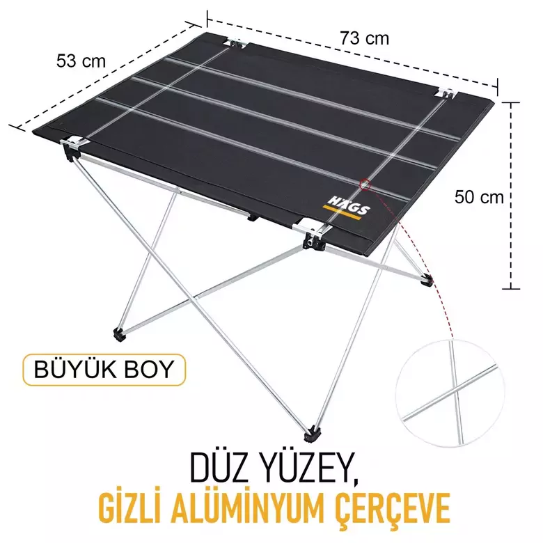 HAEGS Ultralight Katlanır Kamp Masası, Piknik, BBQ, Balıkçılık, Avcılık, Plaj, Hiking için Taşınabilir Kompakt Roll Up Outdoor Kamp Masası Large - Kamuflaj