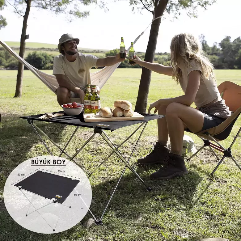 HAEGS Ultralight Katlanır Kamp Masası, Piknik, BBQ, Balıkçılık, Avcılık, Plaj, Hiking için Taşınabilir Kompakt Roll Up Outdoor Kamp Masası Large - Kamuflaj
