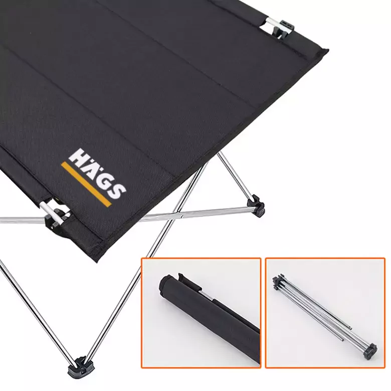 HAEGS Ultralight Katlanır Kamp Masası, Piknik, BBQ, Balıkçılık, Avcılık, Plaj, Hiking için Taşınabilir Kompakt Roll Up Outdoor Kamp Masası Medium - Gri