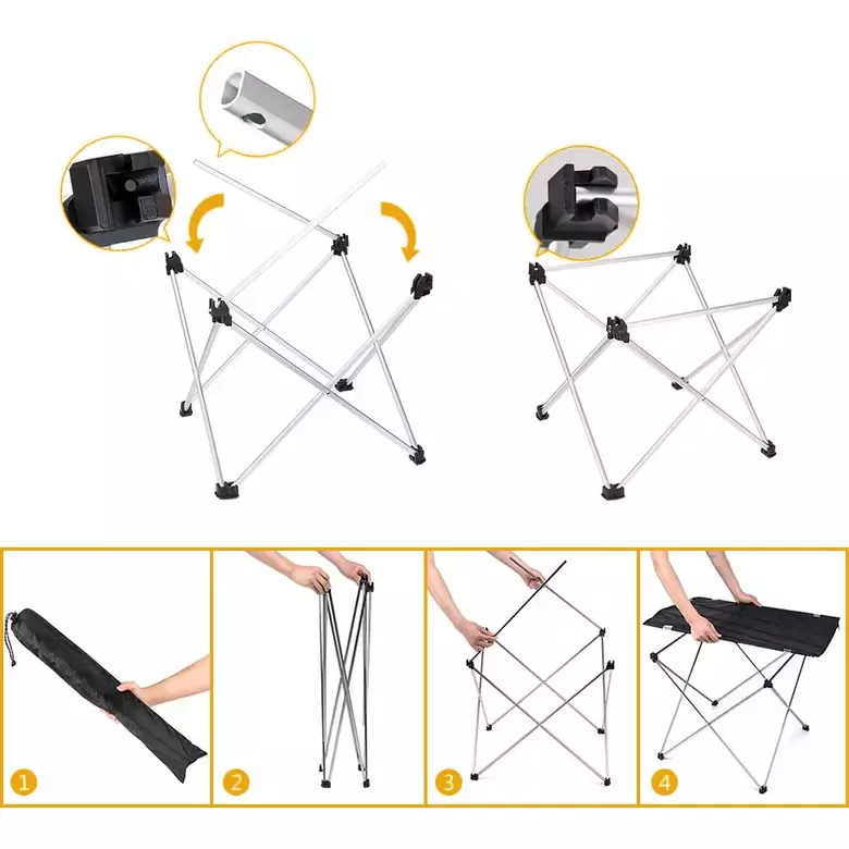 HAEGS Ultralight Katlanır Kamp Masası, Piknik, BBQ, Balıkçılık, Avcılık, Plaj, Hiking için Taşınabilir Kompakt Roll Up Outdoor Kamp Masası  Medium - Mavi