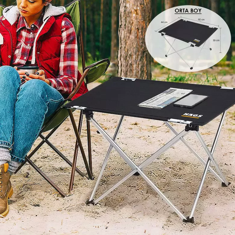 HAEGS Ultralight Katlanır Kamp Masası, Piknik, BBQ, Balıkçılık, Avcılık, Plaj, Hiking için Taşınabilir Kompakt Roll Up Outdoor Kamp Masası  Medium - Mavi