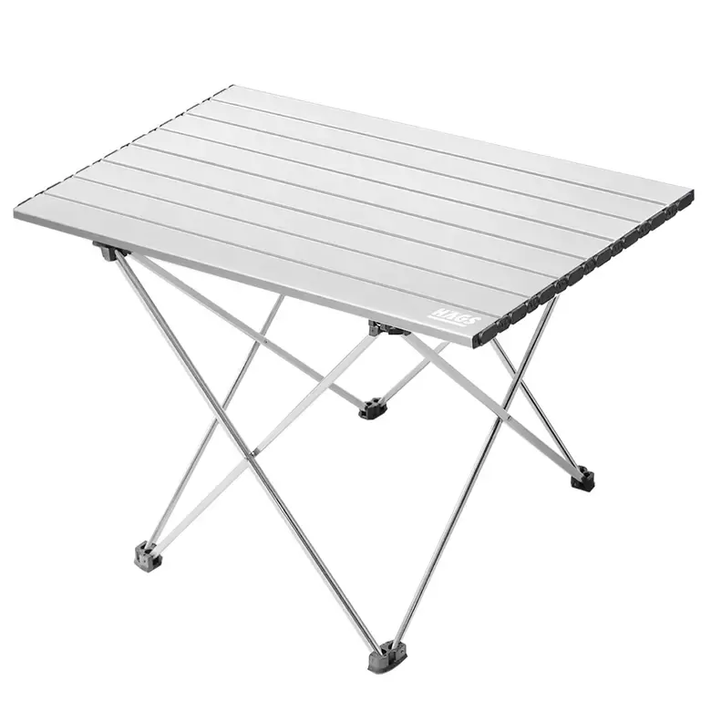 HAEGS Full Alüminyum Katlanır Kamp Masası, Piknik, BBQ, Balıkçılık, Avcılık, Plaj, Hiking için Kolay Taşınabilir Kompakt Outdoor Ultra Hafif Kamp Masası Large - Gümüş