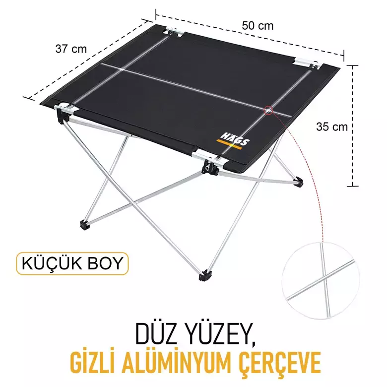 HAEGS Ultralight Katlanır Kamp Masası, Piknik, BBQ, Balıkçılık, Avcılık, Plaj, Hiking için Taşınabilir Kompakt Roll Up Outdoor Kamp Masası  Small - Gri