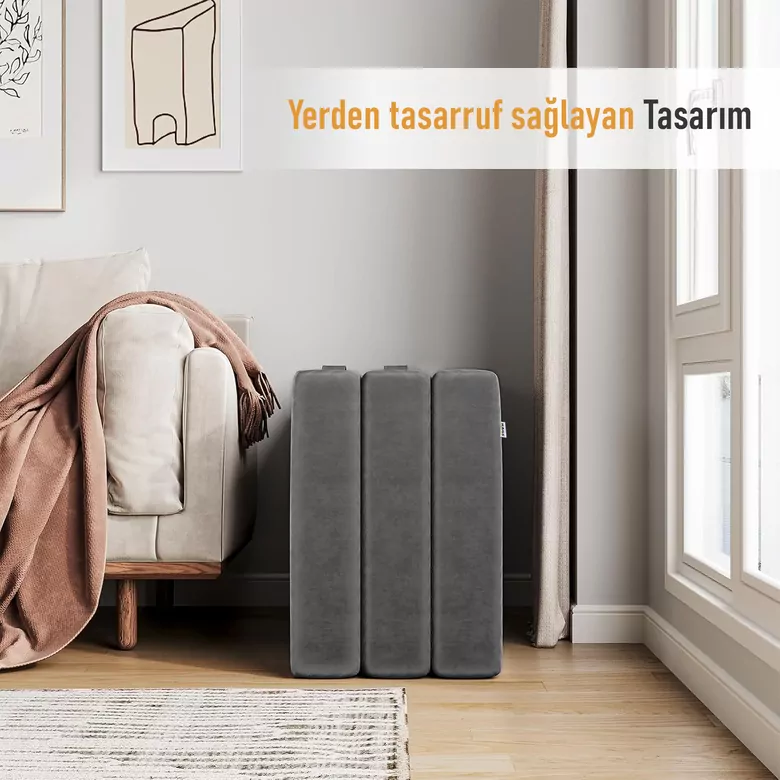 Haegs Katlanır Yatak, Kamp Yatağı, Kamp Matı, Taşınabilir Yer Yatağı, Yıkanabilir Kılıf, Misafir için, Seyahat, Kamp, Araç, Karavan, Çadır ve Yoga için İdeal; 22 Dens - 190x65x10 cm - Gri