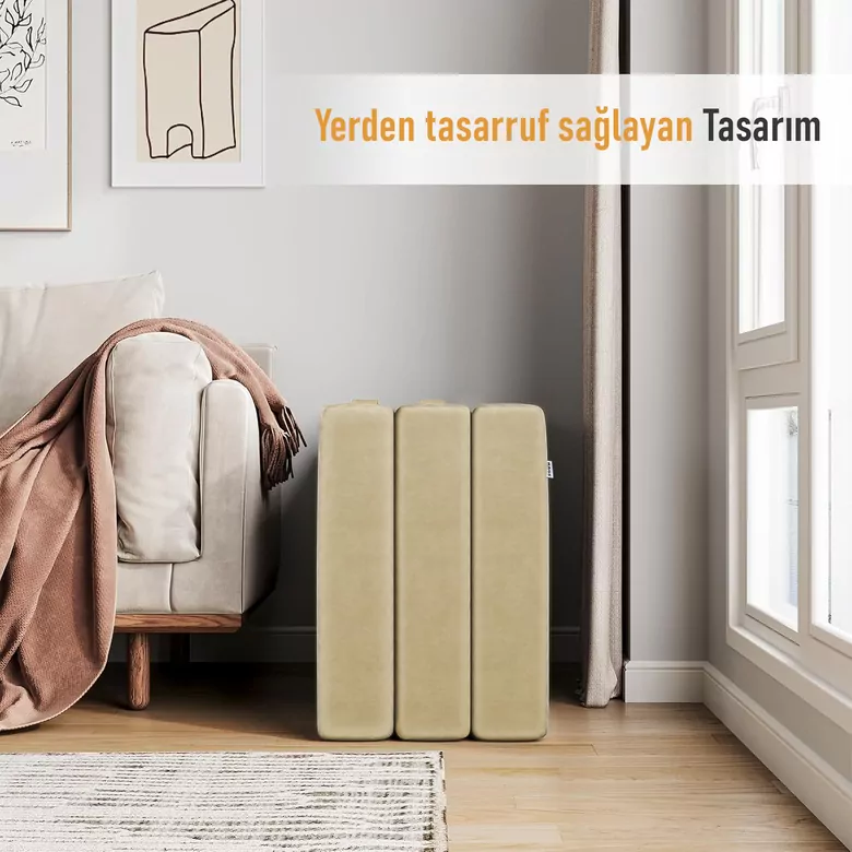 Haegs Katlanır Yatak, Kamp Yatağı, Kamp Matı, Taşınabilir Yer Yatağı, Yıkanabilir Kılıf, Misafir için, Seyahat, Kamp, Araç, Karavan, Çadır ve Yoga için İdeal; 22 Dens - 190x75x10 cm - Bej