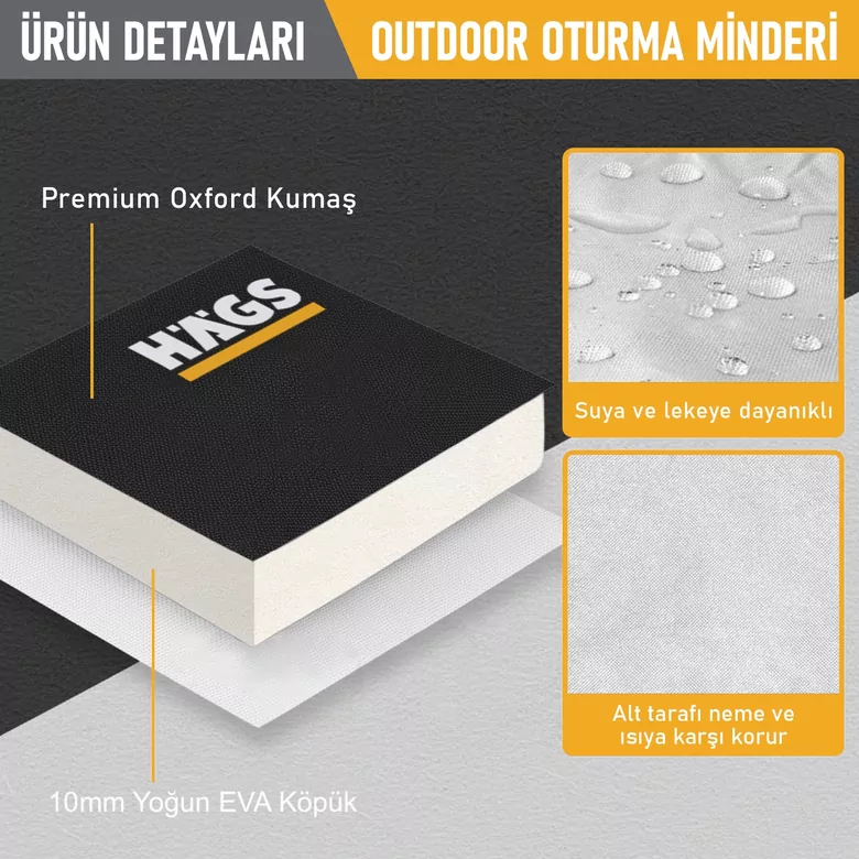 Haegs Outdoor Oturma Minderi, Kamp Matı, Yürüyüş, Stadyum ve Seyahat İçin Katlanabilir Su Geçirmez Oxford Kumaş Termal Oturma Minderi - Adventure