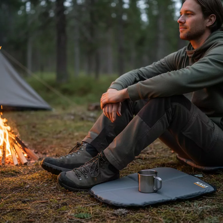 Haegs Outdoor Oturma Minderi, Kamp Matı, Yürüyüş, Stadyum ve Seyahat İçin Katlanabilir Su Geçirmez Oxford Kumaş Termal Oturma Minderi - Gri