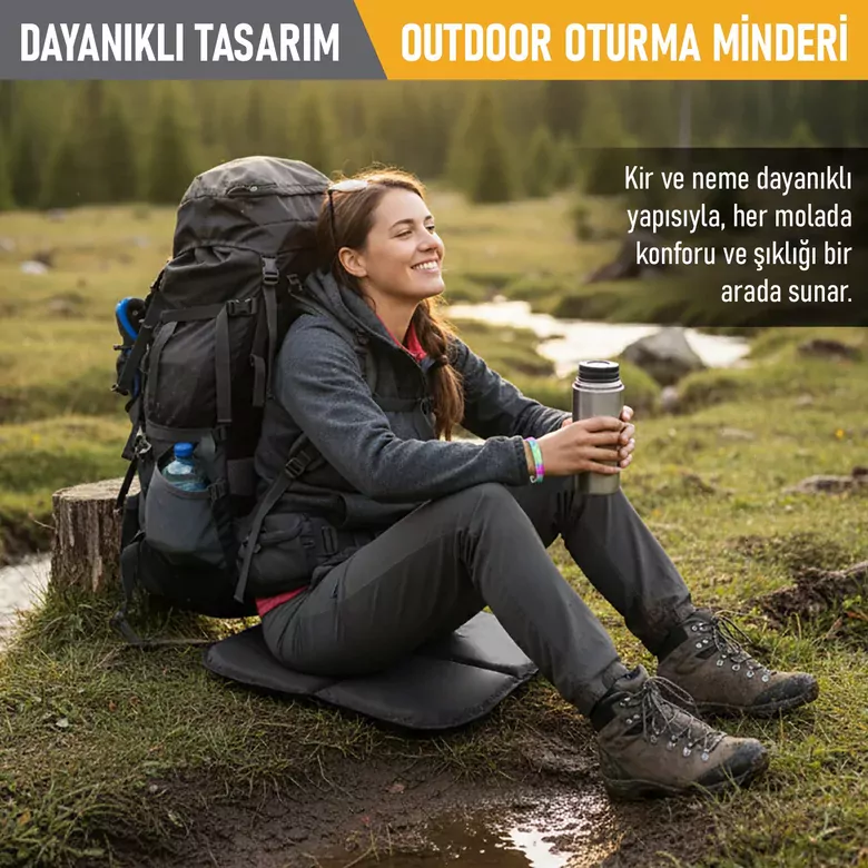 Haegs Outdoor Oturma Minderi, Kamp Matı, Yürüyüş, Stadyum ve Seyahat İçin Katlanabilir Su Geçirmez Oxford Kumaş Termal Oturma Minderi - Gri