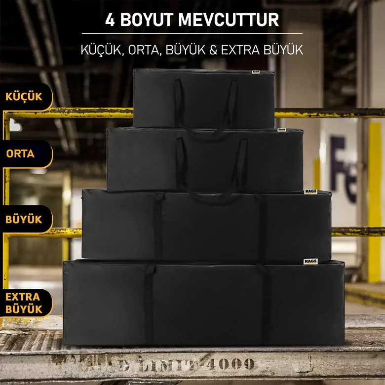 Haegs Taşıma Çantası, Fermuarlı Dayanıklı Seyahat Spor, Kamp Malzemeleri Saklama Çantası, Hurç, Valiz, 70L Orta Boy - Siyah