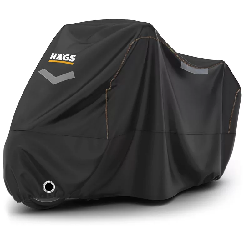 Haegs Motosiklet Brandası, Motor Kılıfı, Örtüsü Dış Mekan Motosiklet Örtüsü Su Geçirmez, Rüzgar, Toz Geçirmez, Motor Garaj Brandası, Kışa Dayanıklı (XXL:265x105x125 cm) - Siyah