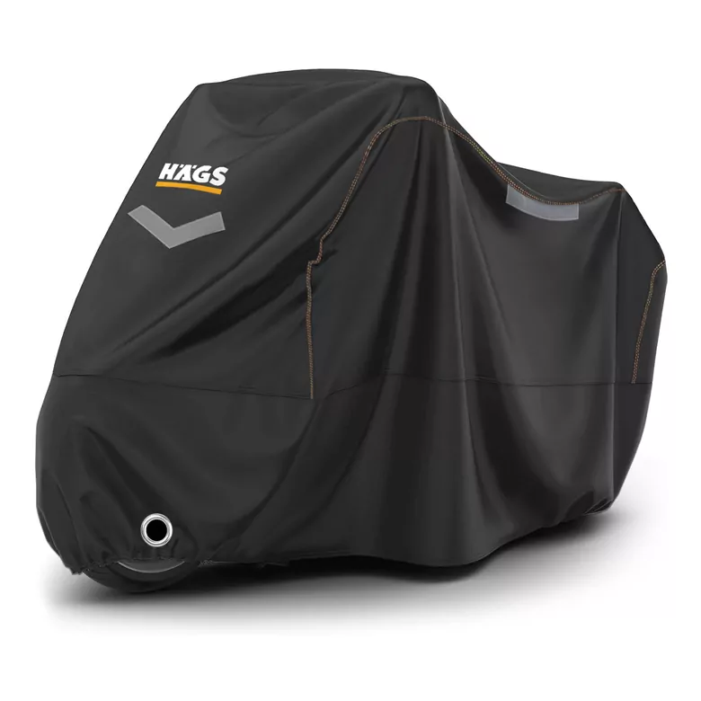 Haegs Motosiklet Brandası, Motor Kılıfı, Örtüsü Dış Mekan Motosiklet Örtüsü Su Geçirmez, Rüzgar, Toz Geçirmez, Motor Garaj Brandası, Kışa Dayanıklı (XL:245x95x125 cm) - Siyah