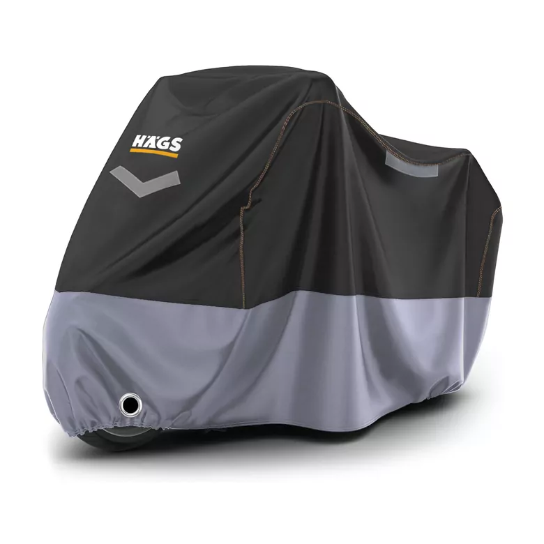 Haegs Motosiklet Brandası, Motor Kılıfı, Örtüsü Dış Mekan Motosiklet Örtüsü Su Geçirmez, Rüzgar, Toz Geçirmez, Motor Scooter Garaj Brandası, Kışa Dayanıklı (L:220x95x125 cm) - Siyah-Gri