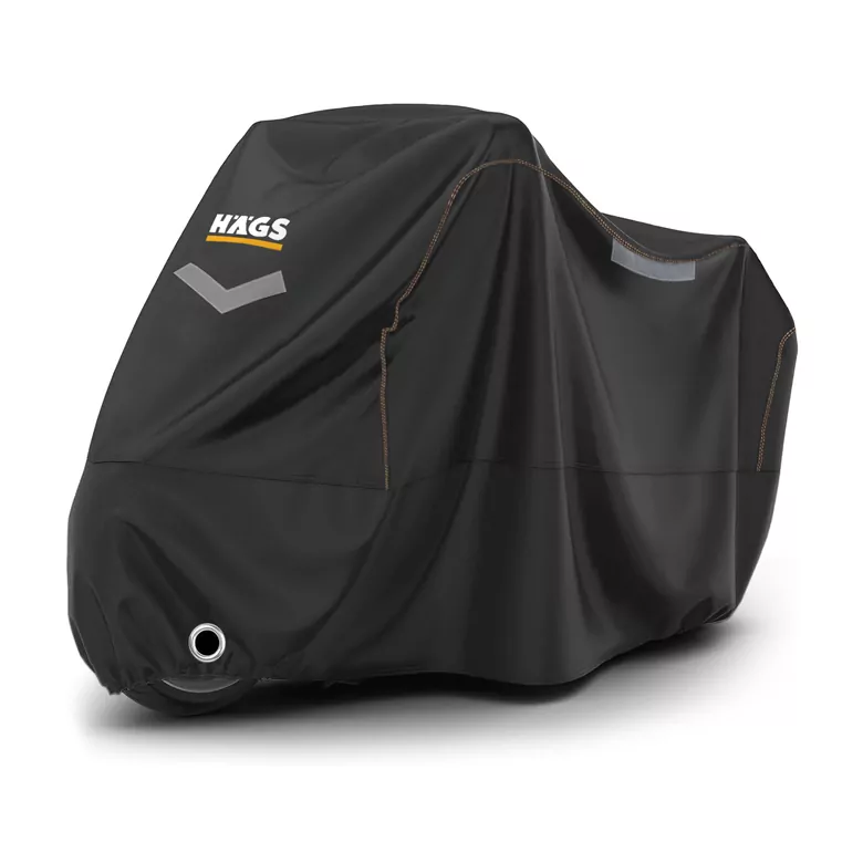 Haegs Motosiklet Brandası, Motor Kılıfı, Örtüsü Dış Mekan Motosiklet Örtüsü Su Geçirmez, Rüzgar, Toz Geçirmez, Motor Scooter Garaj Brandası, Kışa Dayanıklı (L:220x95x125 cm) - Siyah