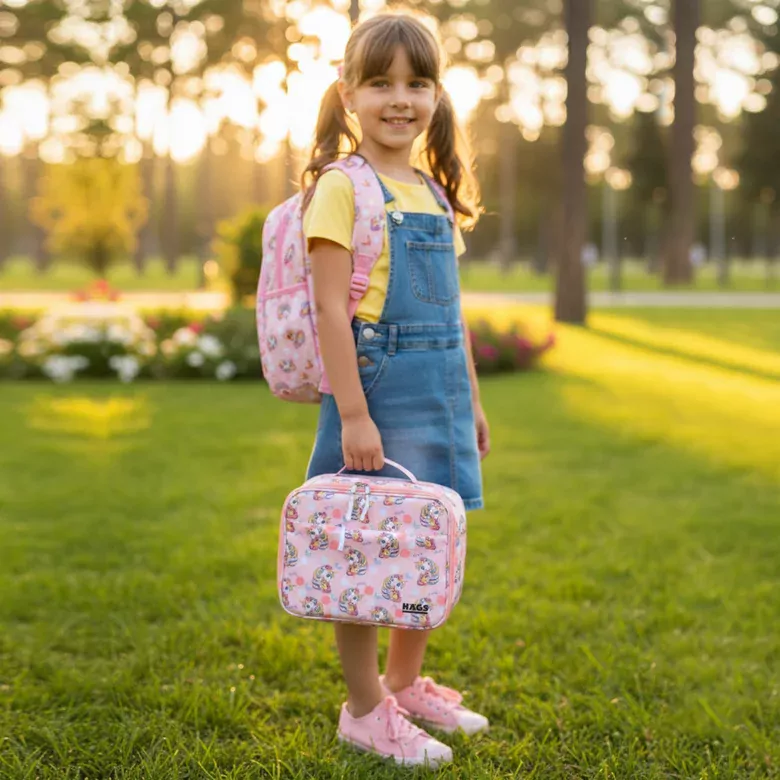 HAEGS Çocuk Beslenme Çantası, Kız Çocukları için Öğle Yemeği Kutusu - Termal Yalıtımlı Kız Çocuk Beslenme Çantası, Kreş ve Okul İçin Küçük Öğrenci Öğle Yemeği Kutusu - Bunny