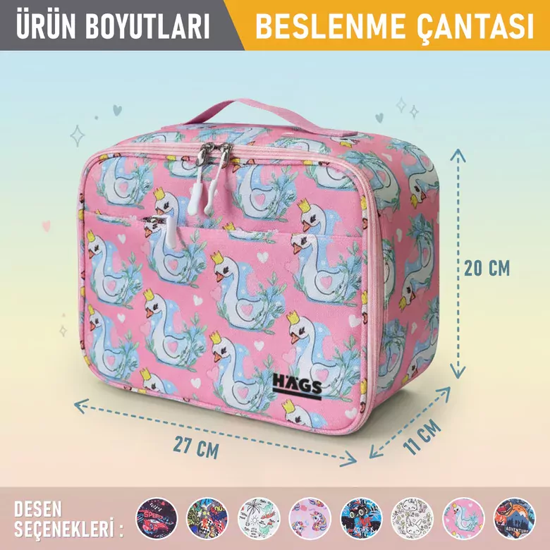 HAEGS Çocuk Beslenme Çantası, Kız Çocukları için Öğle Yemeği Kutusu - Termal Yalıtımlı Kız Çocuk Beslenme Çantası, Kreş ve Okul İçin Küçük Öğrenci Öğle Yemeği Kutusu - Swan