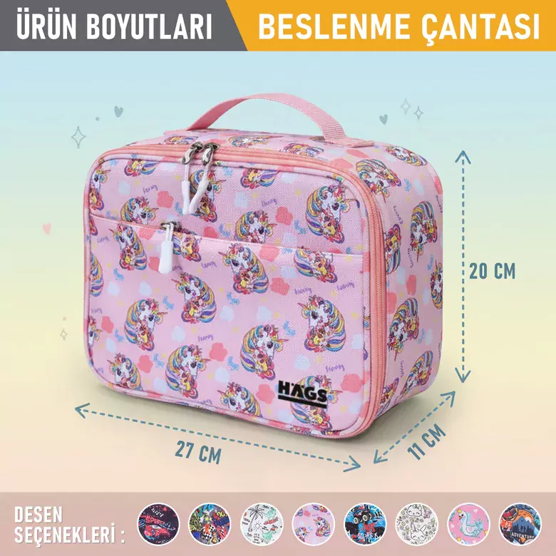 HAEGS Çocuk Beslenme Çantası, Kız Çocukları için Öğle Yemeği Kutusu - Termal Yalıtımlı Kız Çocuk Beslenme Çantası, Kreş ve Okul İçin Küçük Öğrenci Öğle Yemeği Kutusu - Unicorn