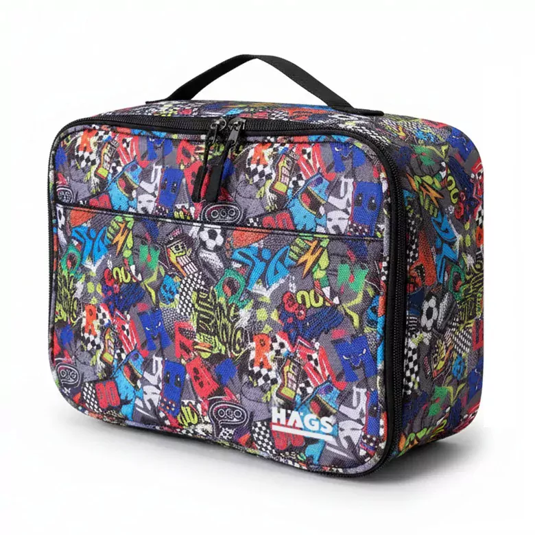 HAEGS Çocuk Beslenme Çantası, Erkek Çocukları için Öğle Yemeği Kutusu - Termal Yalıtımlı Erkek Çocuk Beslenme Çantası, Kreş ve Okul İçin Küçük Öğrenci Öğle Yemeği Kutusu - Graffiti Toys