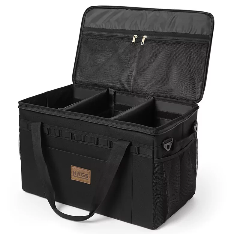 Haegs Araba Bagaj Organizer Çanta, Çok Amaçlı Termal Çanta, Araç içi Alet Eşya Düzenleyici, Kamp Malzemeleri, Piknik Çantası, Taktik, Yalıtımlı Soğutucu Yemek Taşıma Çantası, 45 Lt, Siyah