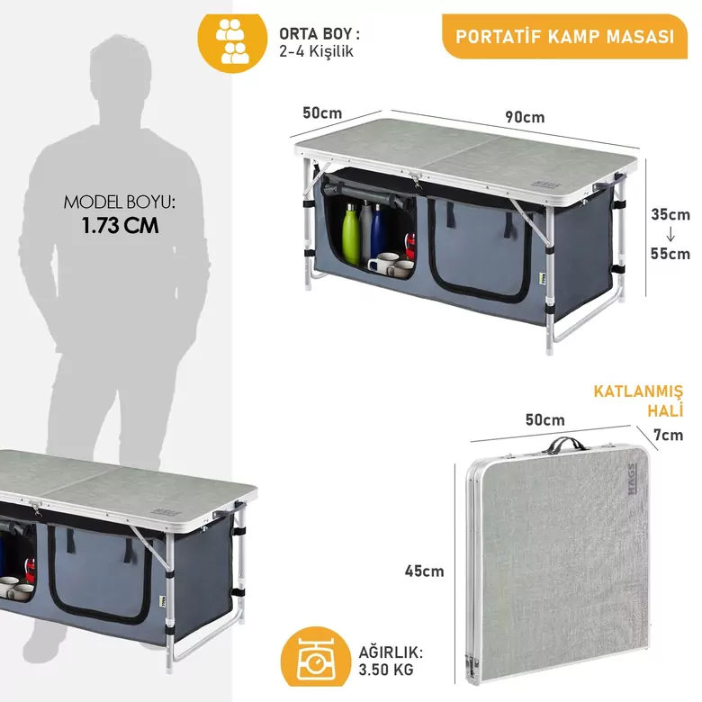 Haegs Saklama Dolaplı Kamp Masası, Outdoor Kamp Mutfağı, Kamp Dolabı, Katlanabilir Kamp Piknik Masası, Seyahat Mutfağı, Mutfak Dolabı, Depolama bölmeli, Dış Mekan Mutfağı 90-50cm- Kumaş Desenli
