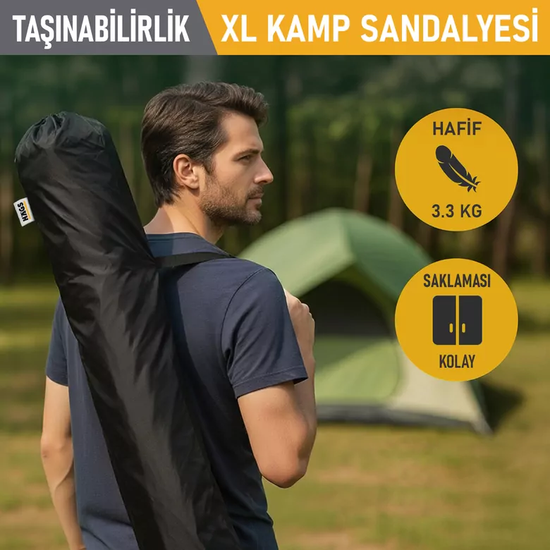 Haegs Kamp Sandalyesi, Outdoor, Plaj ve Piknik için Katlanır Kamp Sandalyesi, Saklama Cepli, Bardak Tutuculu, Extra Destekli, Su Geçirmez Kumaş - 120 Kg Taşıma Kapasiteli, XL Boy- Kırmızı - Kahve