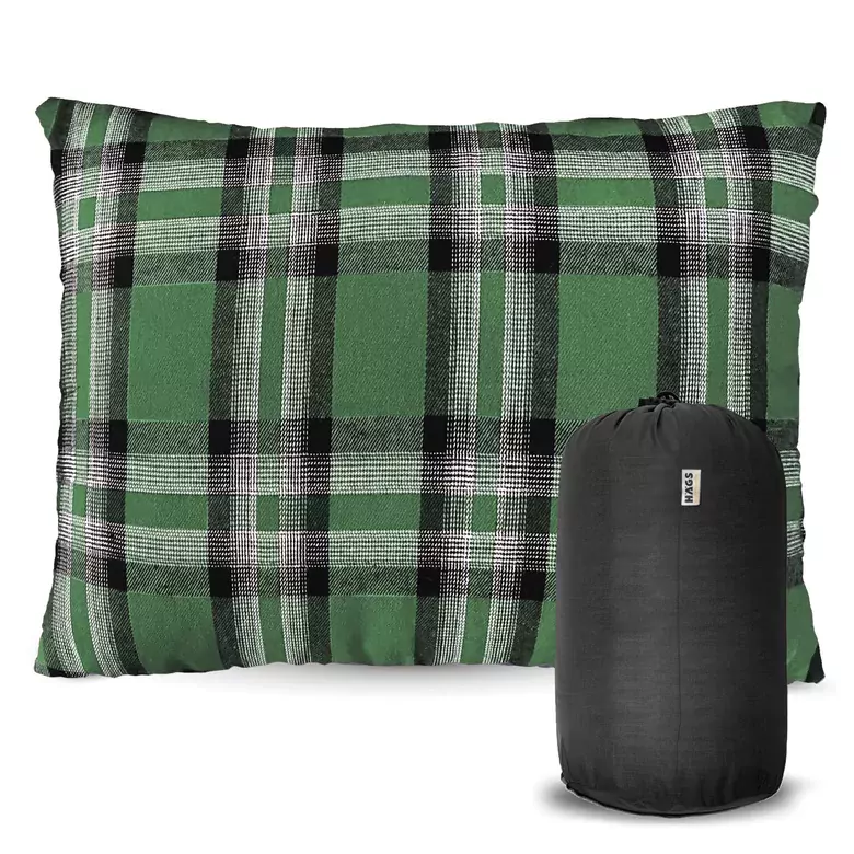 Haegs Kamp Yastığı, Seyahat Yastığı, Silikon Elyaf Dolgulu Hafif Küçük Yastık, Orta Sertlikte, Nefes Alabilir Kılıf, Kamp, Uçak ve Araba İçin İdeal 30x45cm Flanel Yeşil