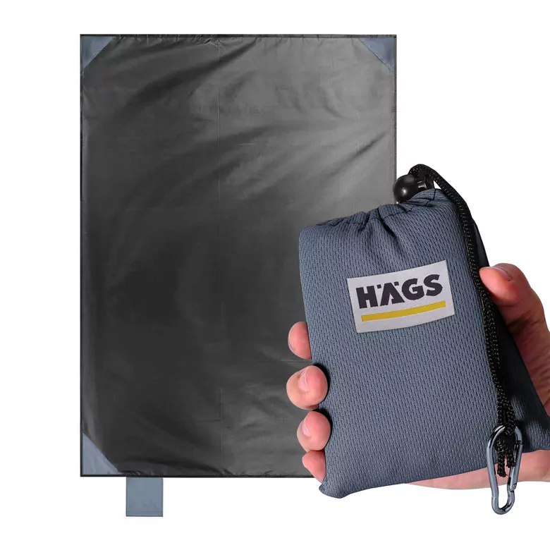 Haegs Cep Yer Örtüsü, Piknik Örtüsü Kamp Matı, Plaj Yer Örtüsü, Su Geçirmez, Kum Tutmaz, Hızlı Kurur, Hafif, Katlanabilir İnce Zemin Örtüsü Outdoor Açık Hava Kamp Yürüyüş Seyahat için - El Askılı - 180-150cm - Gri