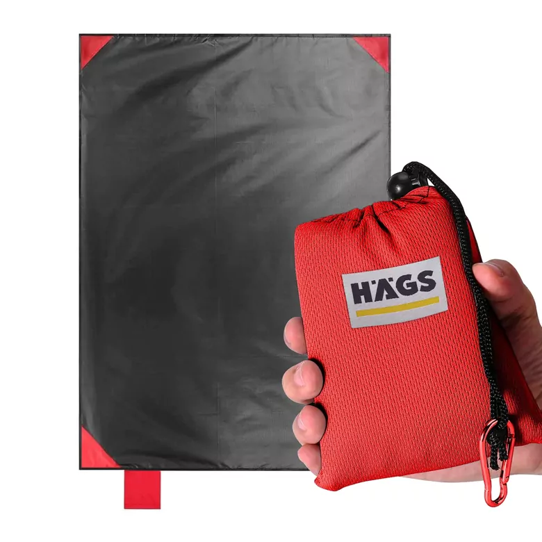 Haegs Cep Yer Örtüsü, Piknik Örtüsü Kamp Matı, Plaj Yer Örtüsü, Su Geçirmez, Kum Tutmaz, Hızlı Kurur, Hafif, Katlanabilir İnce Zemin Örtüsü Outdoor Açık Hava Kamp Yürüyüş Seyahat için - El Askılı - 180-150cm - Kırmızı