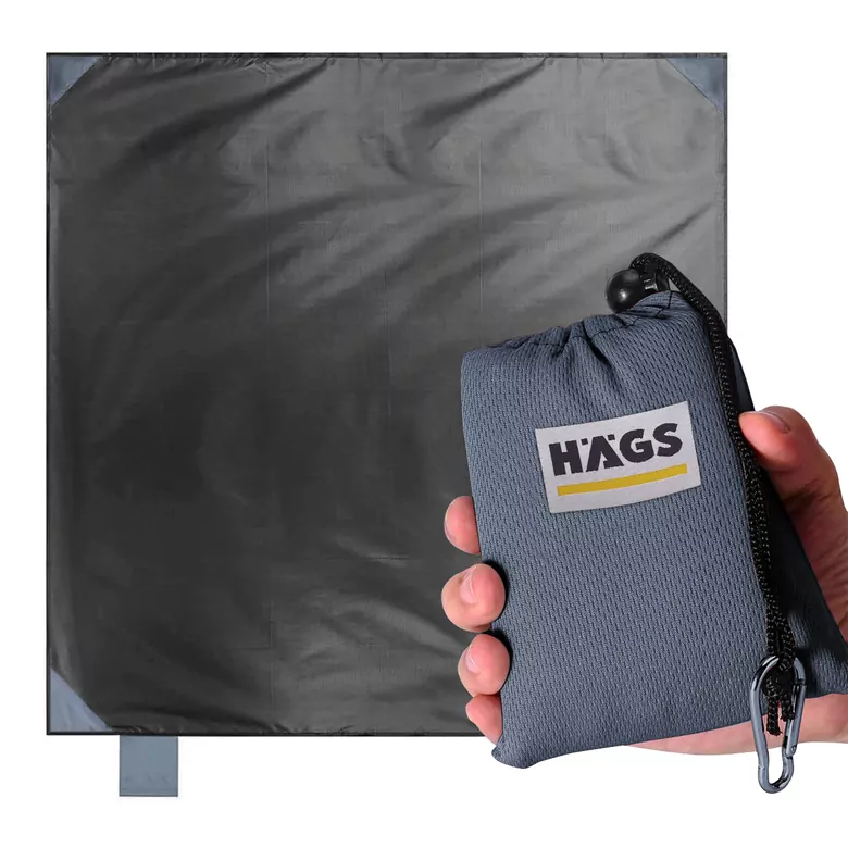 Haegs Cep Yer Örtüsü, Piknik Örtüsü Kamp Matı, Plaj Yer Örtüsü, Su Geçirmez, Kum Tutmaz, Hızlı Kurur, Hafif, Katlanabilir İnce Zemin Örtüsü Outdoor Açık Hava Kamp Yürüyüş Seyahat için - El Askılı 150-150cm - Gri