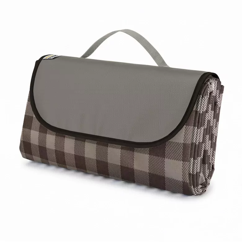 Haegs Piknik Örtüsü, Çanta Kamp Matı, Plaj Matı, Piknik Yer Örtüsü, Seyahat, Kamp, Outdoor, Park Çim Kum Tutmaz, Su Geçirmez, Kullanışlı Çanta Model, Katlanabilir 200x150cm - Kahve Ekose