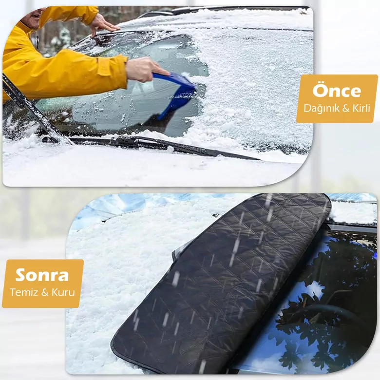 Haegs Araba Ön Cam Koruma Örtüsü, Termal Araç Güneşlik, Oto Buzlanma Önleyici, Cam Kar Örtüsü, Kalın Ağır Hizmet Tipi PEVA Oto Kar Örtüsü | Otomobil, SUV, Hatchback Ön Cam Koruması | Araba Brandası - 155-125 cm -Gri