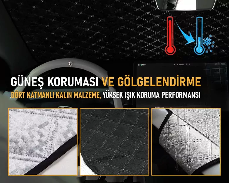 Haegs Araba Ön Cam Koruma Örtüsü, Termal Araç Güneşlik, Oto Buzlanma Önleyici, Cam Kar Örtüsü, Kalın Ağır Hizmet Tipi PEVA Oto Kar Örtüsü | Otomobil, SUV, Hatchback Ön Cam Koruması | Araba Brandası - 155-125 cm -Gri