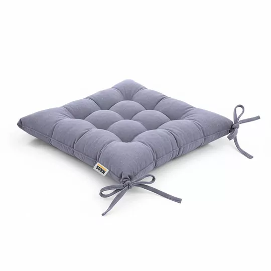 Haegs Sandalye Minderi, Punterez Puntolu Silikon Elyaf Dolgulu, Bağcıklı Mutfak Yemek Sandalyeleri için Oturma Minderi Ofis Sandalyesi Minderi, Yumuşak Konforlu Puf Minder 42x42x6 cm - Gri