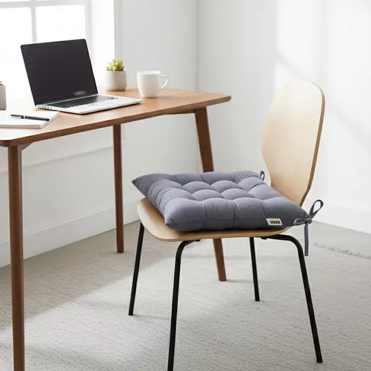 Haegs Sandalye Minderi, Punterez Puntolu Silikon Elyaf Dolgulu, Bağcıklı Mutfak Yemek Sandalyeleri için Oturma Minderi Ofis Sandalyesi Minderi, Yumuşak Konforlu Puf Minder 42x42x6 cm - Gri