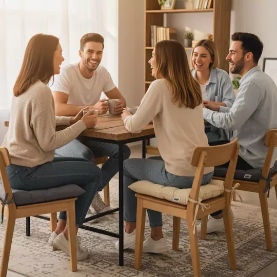 Haegs Sandalye Minderi, Punterez Puntolu Silikon Elyaf Dolgulu, Bağcıklı Mutfak Yemek Sandalyeleri için Oturma Minderi Ofis Sandalyesi Minderi, Yumuşak Konforlu Puf Minder 42x42x6 cm - Gri