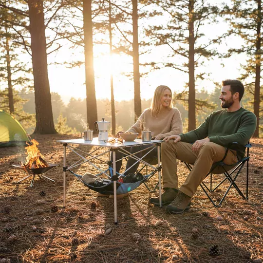 Masa Altı Saklama Filesi, Kamp Piknik Outdoor için Masa Altı Kamp Malzemeleri Eşya Depolama, Düzenleyici Organizer Kese Hurç File - M - 45x45 cm - Gri