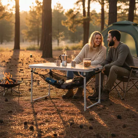 Masa Altı Saklama Filesi, Kamp Piknik Outdoor için Masa Altı Kamp Malzemeleri Eşya Depolama, Düzenleyici Organizer Kese Hurç File - L - 70x30 cm - Mavi