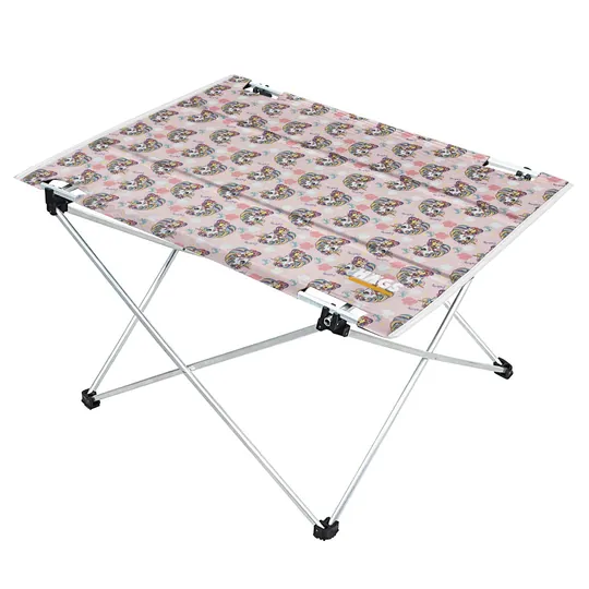 HAEGS Ultralight Katlanır Kamp Masası, Piknik, BBQ, Balıkçılık, Avcılık, Plaj, Hiking için Taşınabilir Kompakt Roll Up Outdoor Kamp Masası Medium - Unicorn