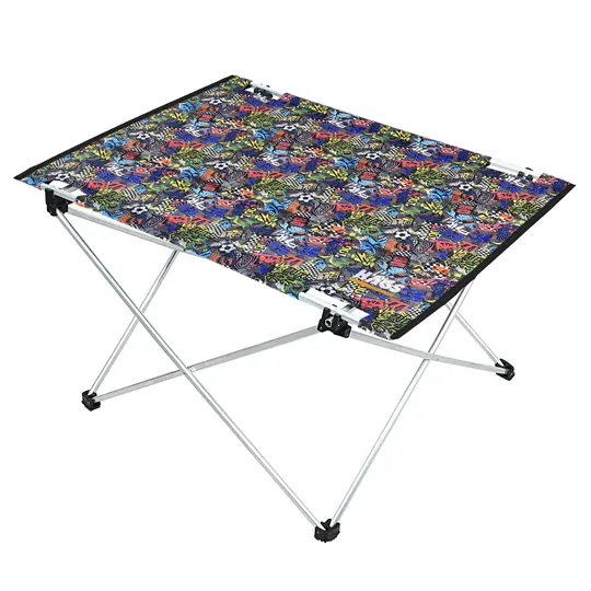 HAEGS Ultralight Katlanır Kamp Masası, Piknik, BBQ, Balıkçılık, Avcılık, Plaj, Hiking için Taşınabilir Kompakt Roll Up Outdoor Kamp Masası Medium - Grafiti Toys