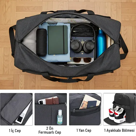 Haegs Katlanabilir Seyahat Çantası, Bavul Valiz Büyük Boy El Bagajı Çantası Erkekler ve Kadınlar için, Ayakkabı Bölmeli Hafta Sonu Geceleme, Katlanır Hurç Çanta 120L - Bordo