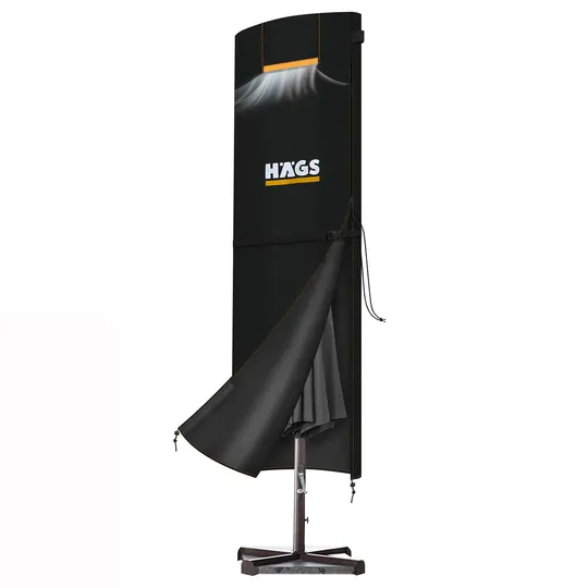 Haegs Bahçe Şemsiye Kılıfı, Veranda Parasol Konsol Şemsiyesi Brandası, Koruma Örtüsü, Su Geçirmez, Hava Koşullarına Dayanıklı Bahçe Gölgelik Güneşlik Örtüsü (240-57/57 cm) Siyah